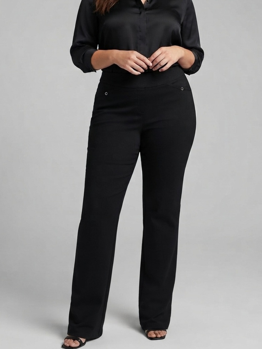 LILY MORGAN Black Stretch Straight Leg Stretch Pull-on Pants size 2X